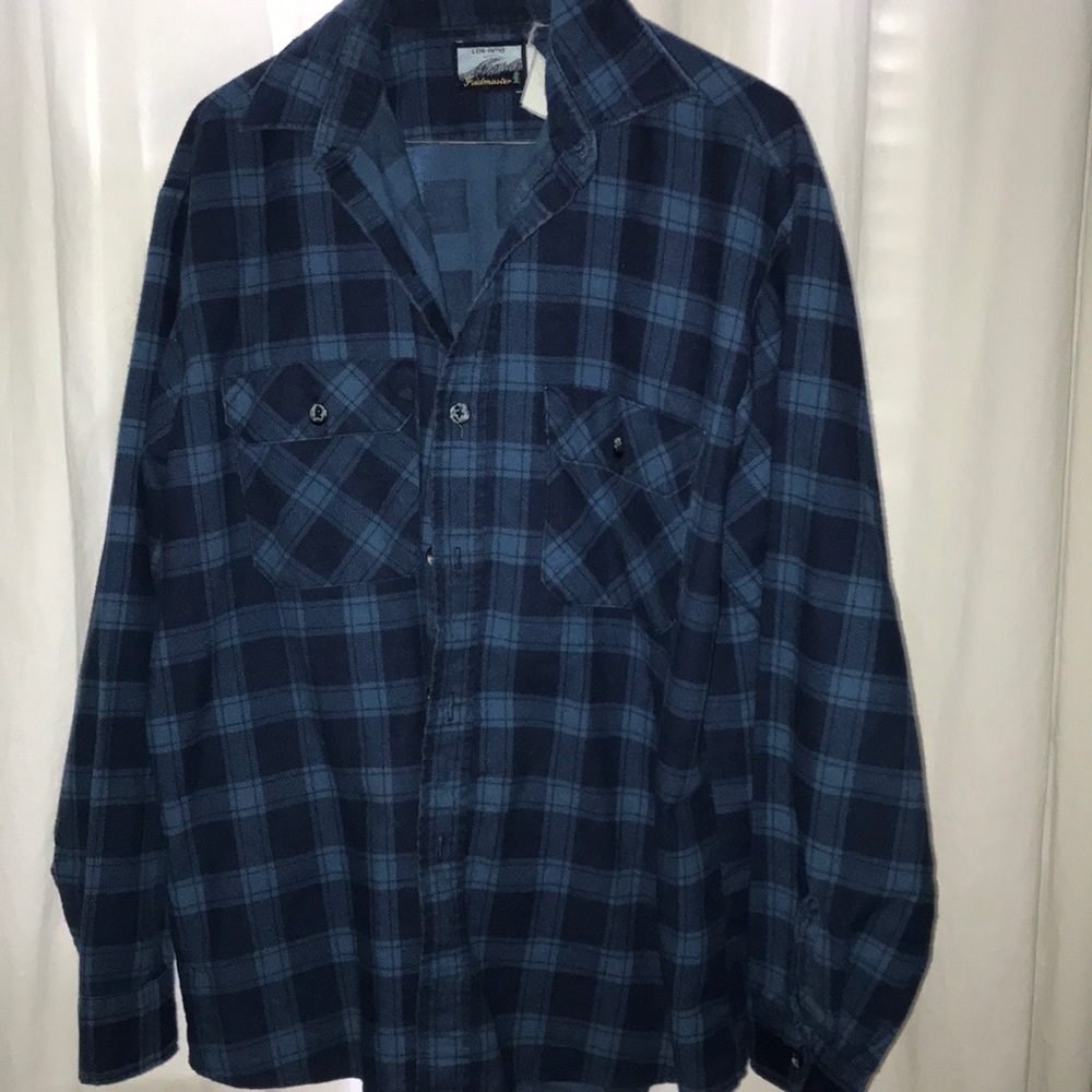 navy and light blue flannel